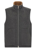 Grey Solid Mock Collar Vest 1