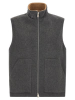 Grey Solid Mock Collar Vest 1