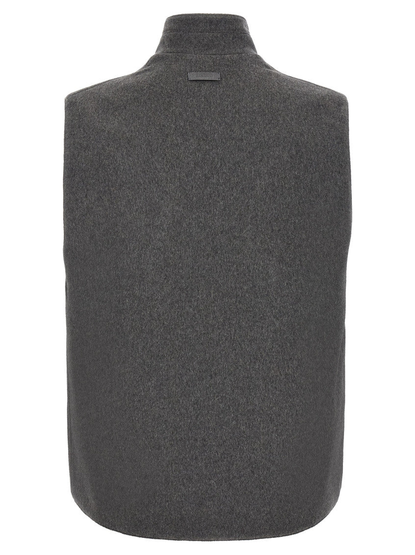 Grey Solid Mock Collar Vest 2