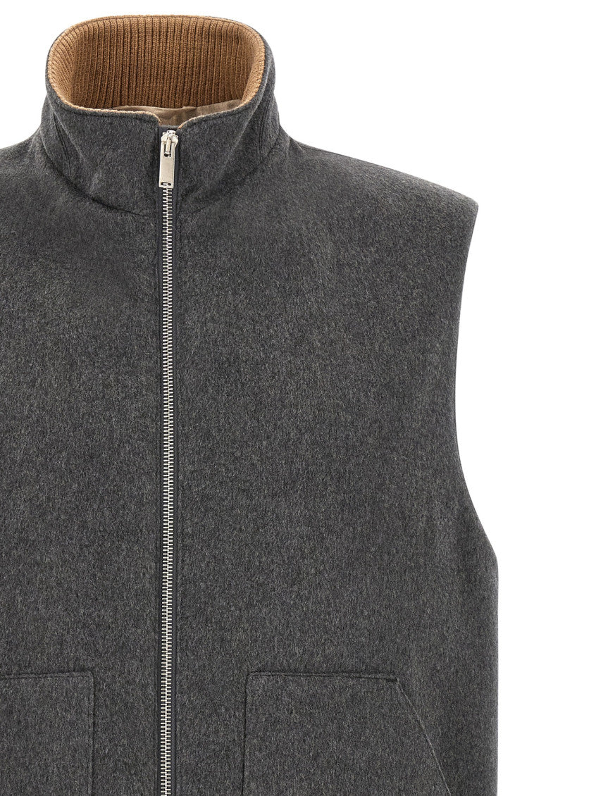 Grey Solid Mock Collar Vest 3