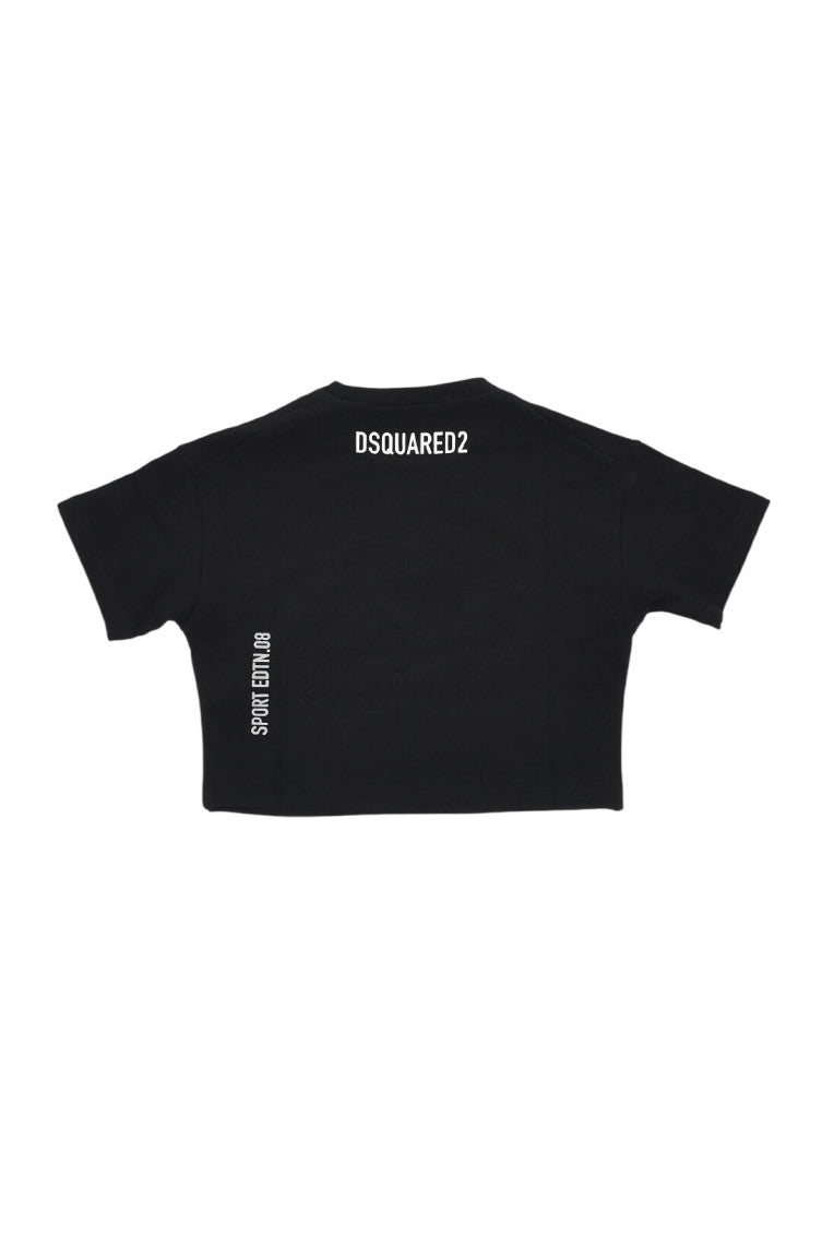Girls Black Graphic T-Shirt 2