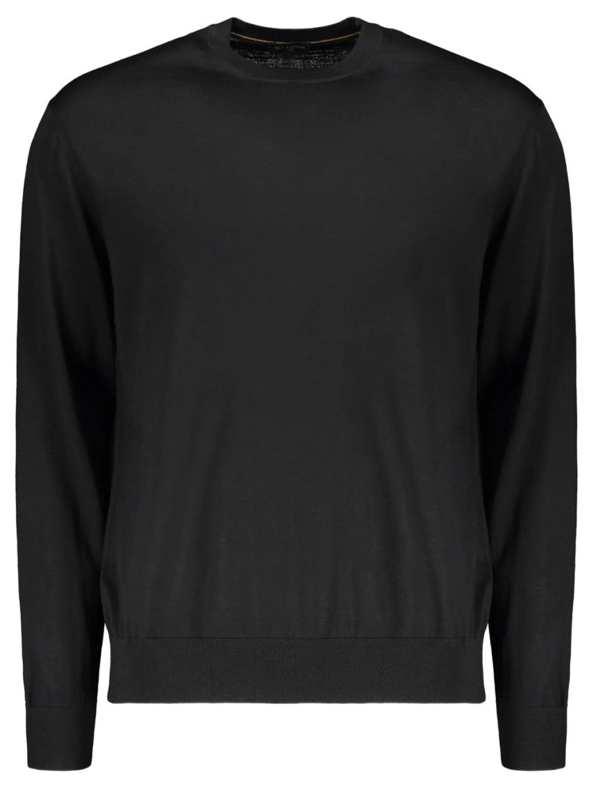 Black Solid Crew Neck Sweater 1