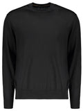 Black Solid Crew Neck Sweater 1