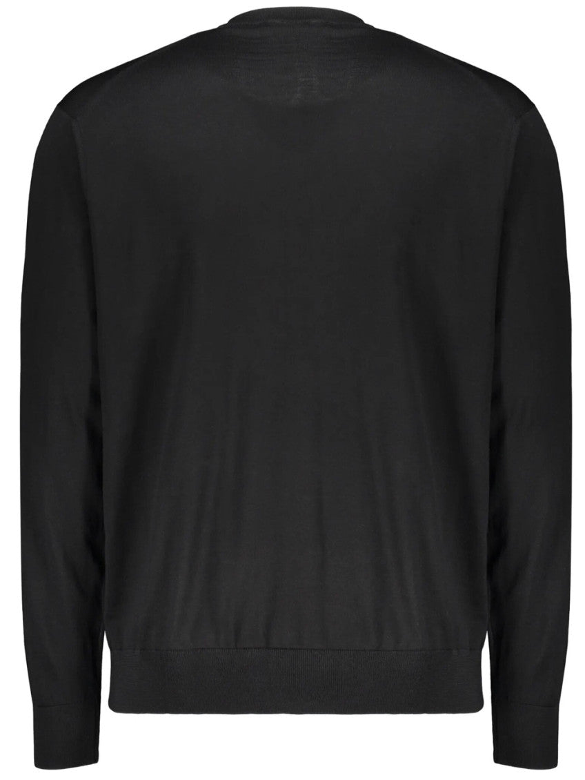 Black Solid Crew Neck Sweater 2