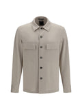 Light Beige Solid Shirt Jacket 1