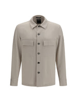Light Beige Solid Shirt Jacket 1