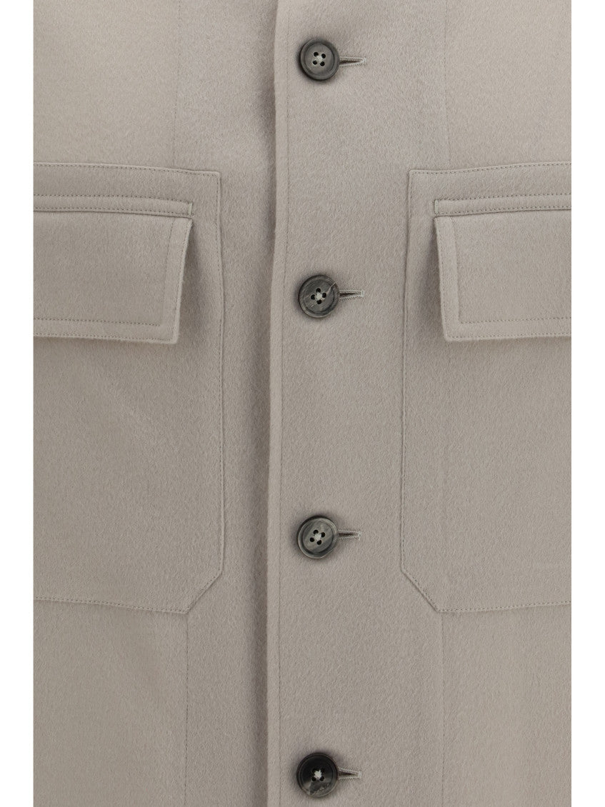 Light Beige Solid Shirt Jacket 3