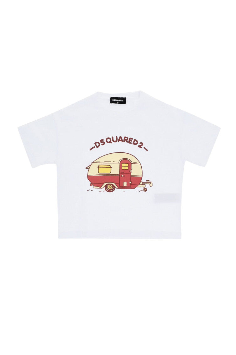 Girls White Graphic T-Shirt 1