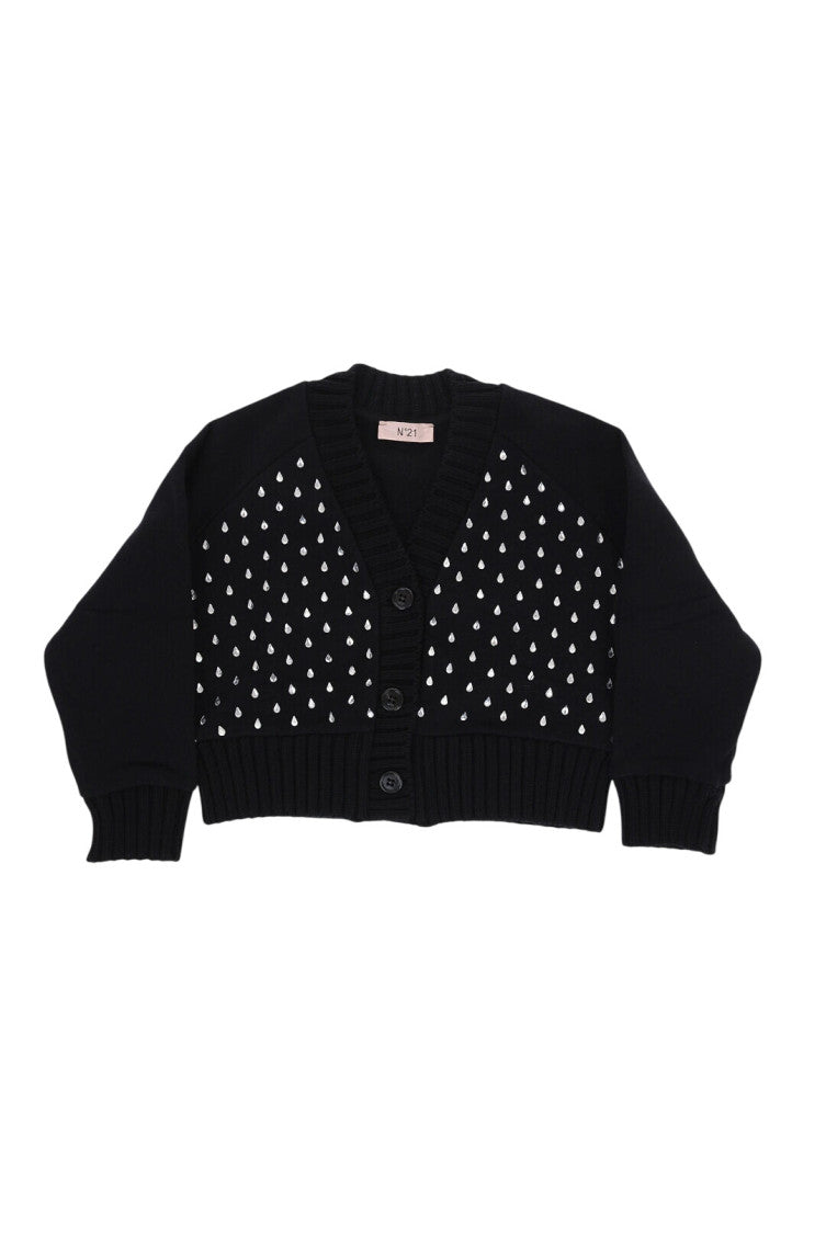 Girls Black Embellished Cardigan 1