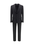 Black Solid Peaked Lapel Suit 1