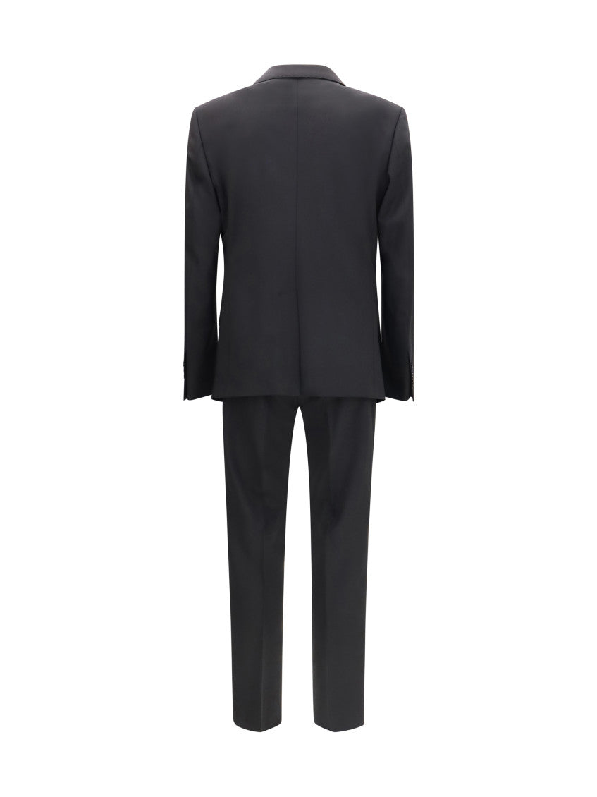 Black Solid Peaked Lapel Suit 2