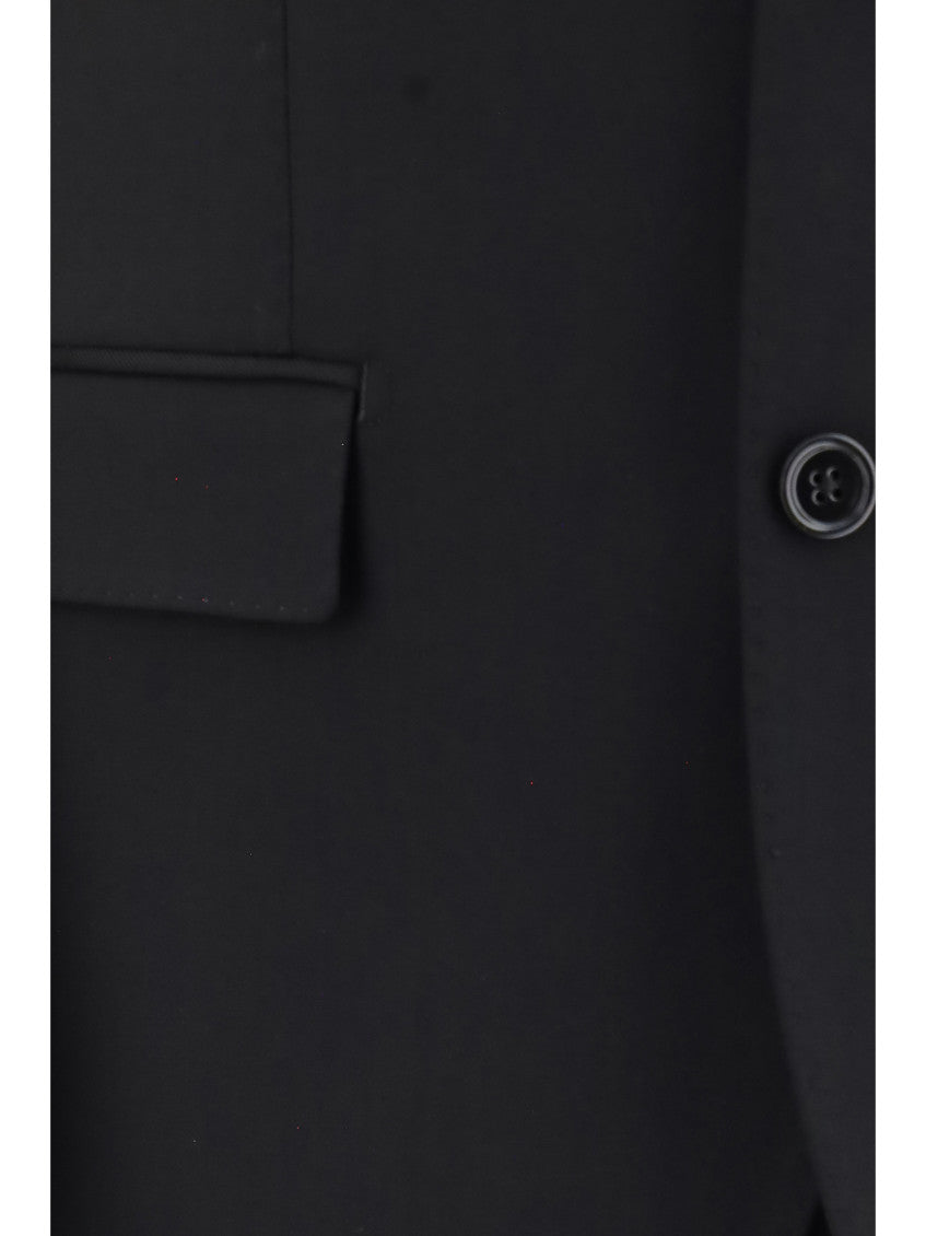 Black Solid Peaked Lapel Suit 3