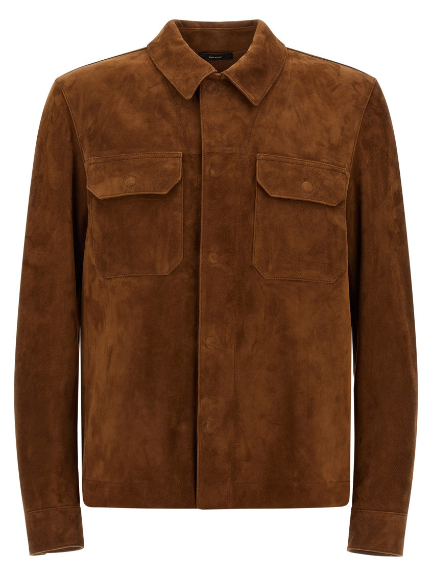 Brown Textured Shirt Collar Jacket 1