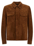 Brown Textured Shirt Collar Jacket 1