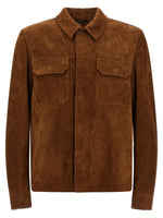 Brown Textured Shirt Collar Jacket 1