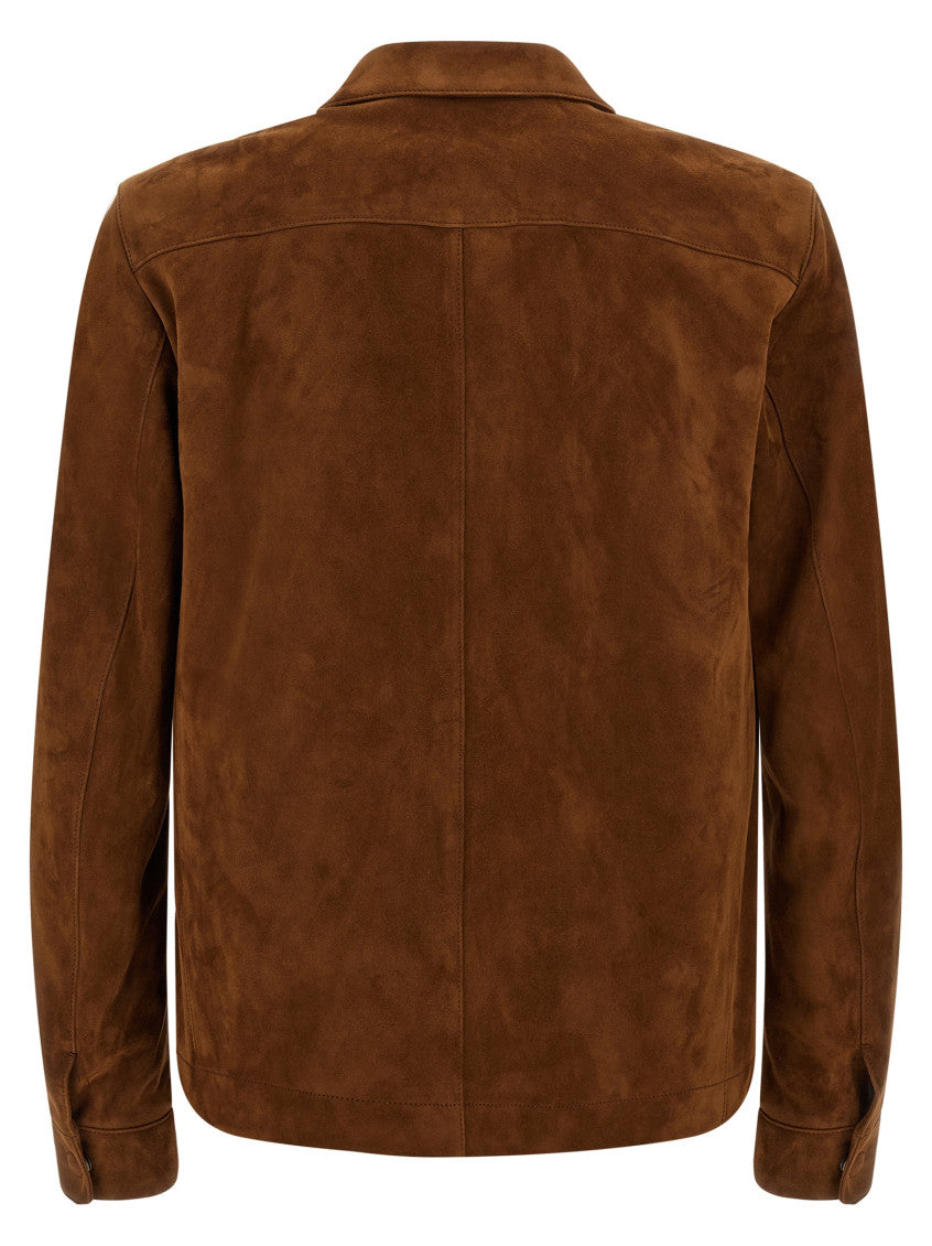 Brown Textured Shirt Collar Jacket 2
