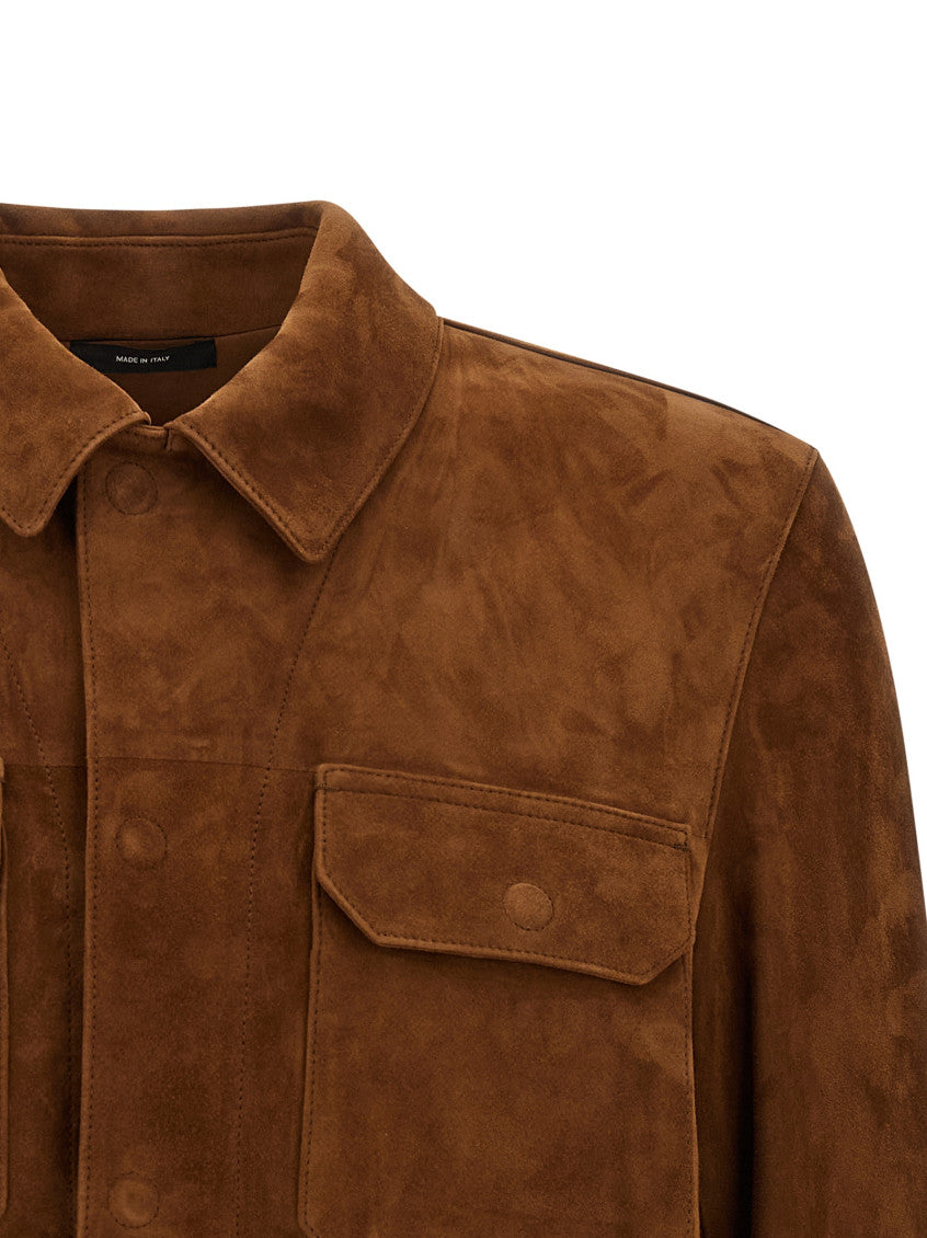 Brown Textured Shirt Collar Jacket 3