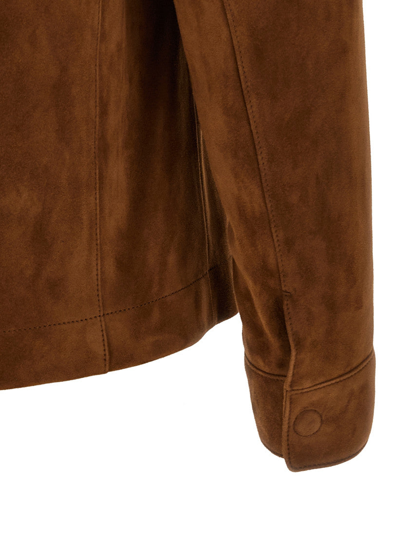 Brown Textured Shirt Collar Jacket 4