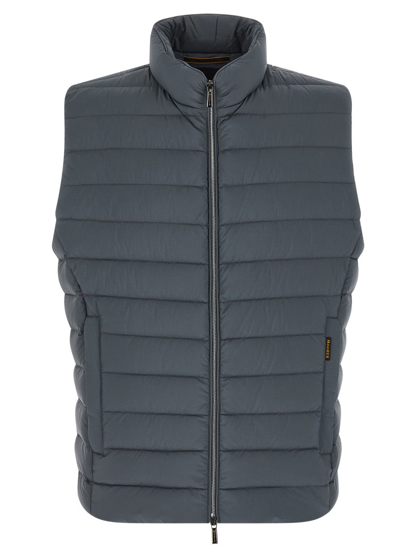 Blue Quilted Mock Collar Vest 1
