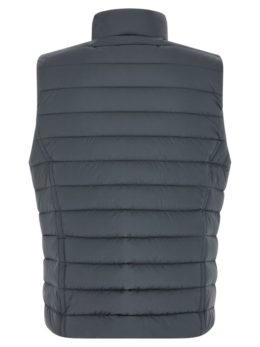 Blue Quilted Mock Collar Vest 2