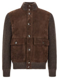 Brown Solid Mock Collar Jacket 1