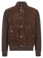 Brown Solid Mock Collar Jacket 1