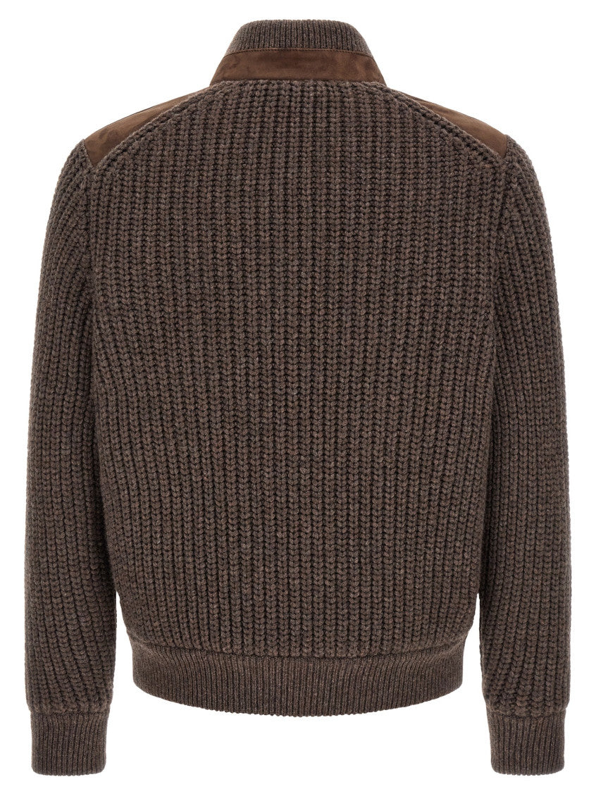 Brown Solid Mock Collar Jacket 2