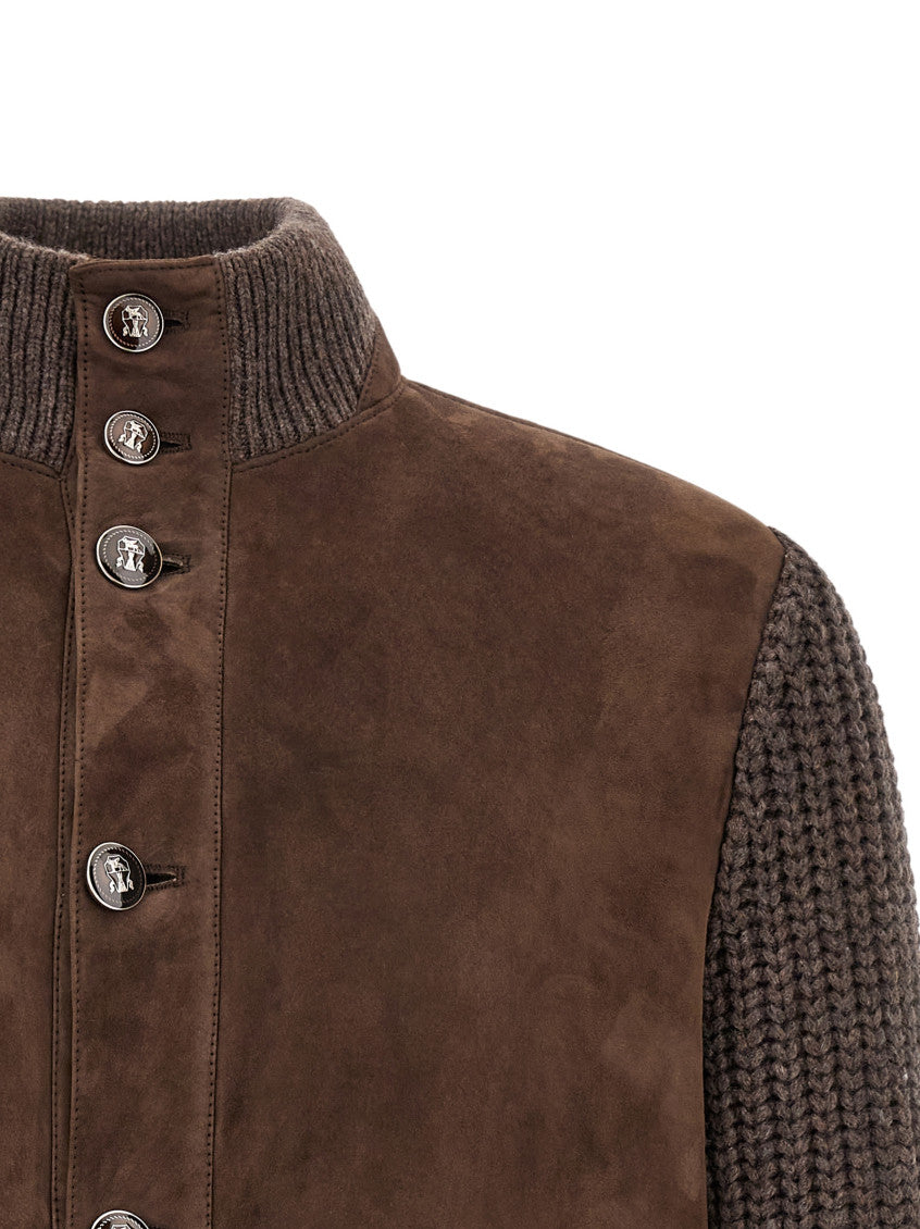 Brown Solid Mock Collar Jacket 3