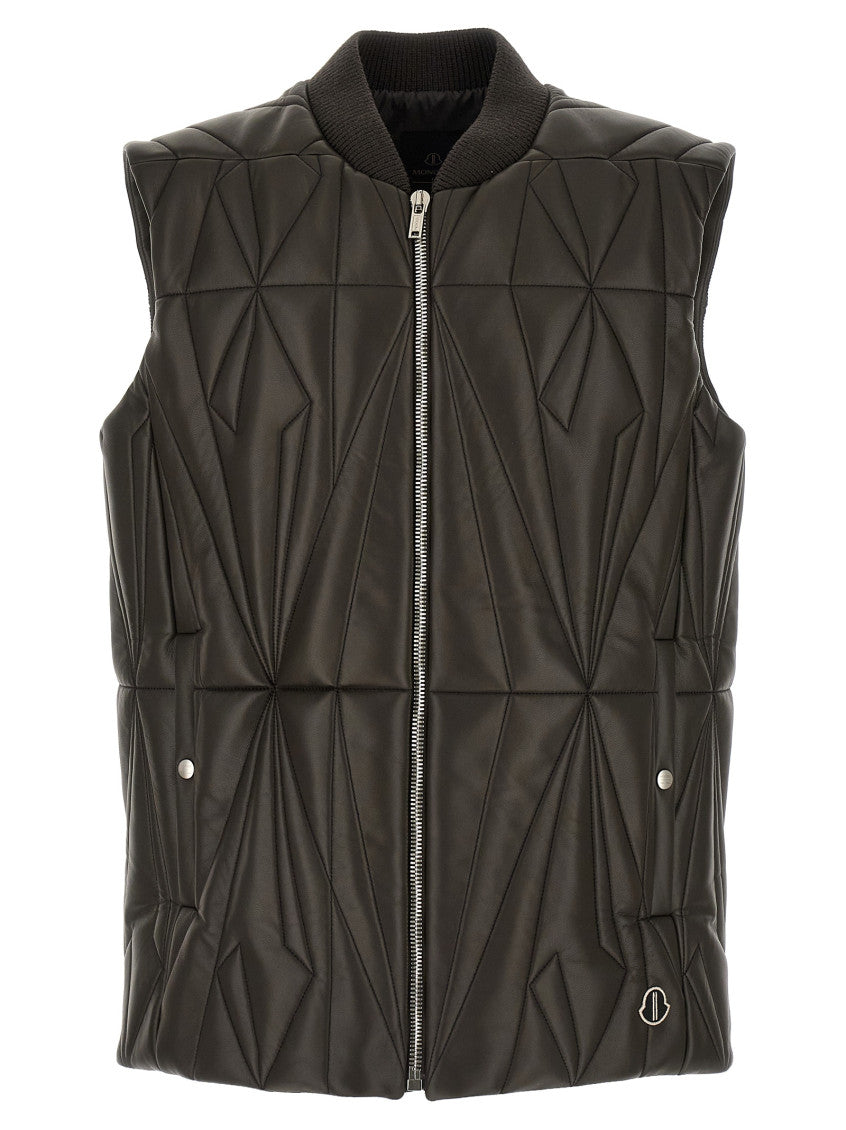 Brown Geometric Mock Collar Vest 1