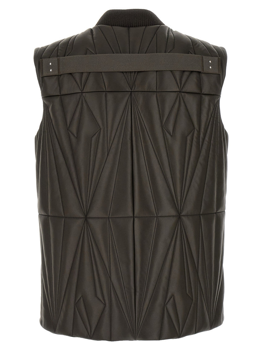 Brown Geometric Mock Collar Vest 2