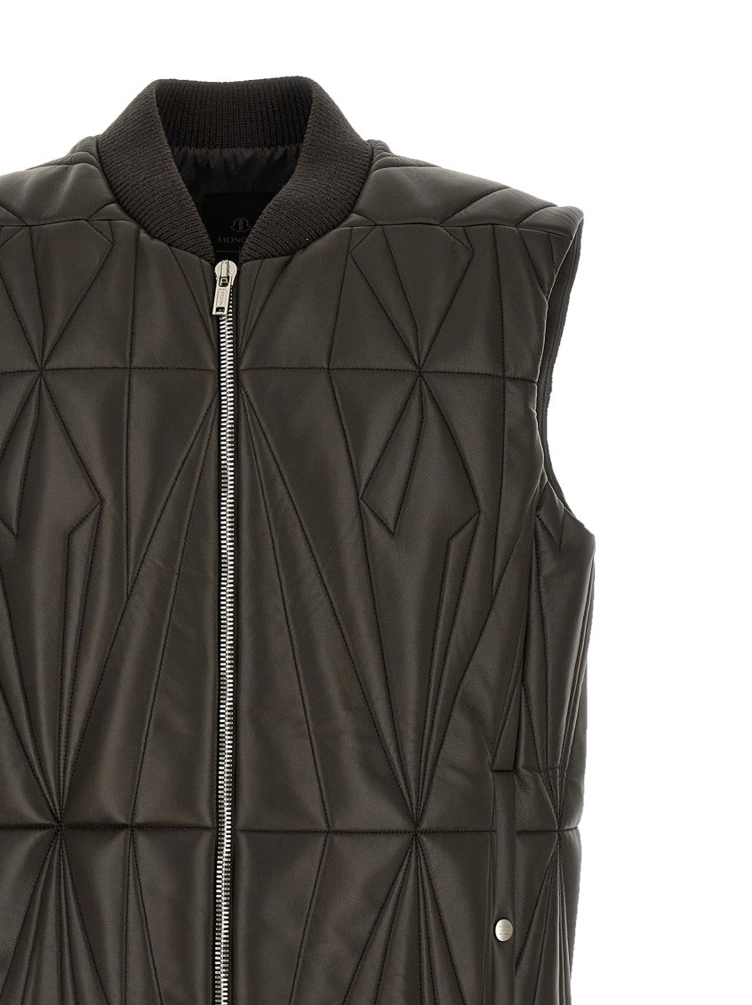Brown Geometric Mock Collar Vest 3