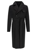 Black Notched Lapel Trench Coat 1