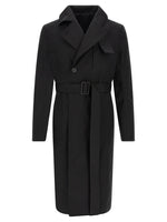 Black Notched Lapel Trench Coat 1
