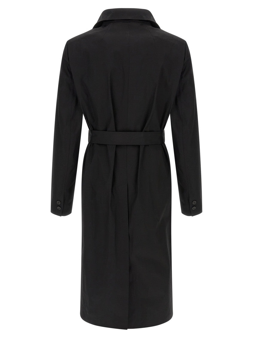Black Notched Lapel Trench Coat 2