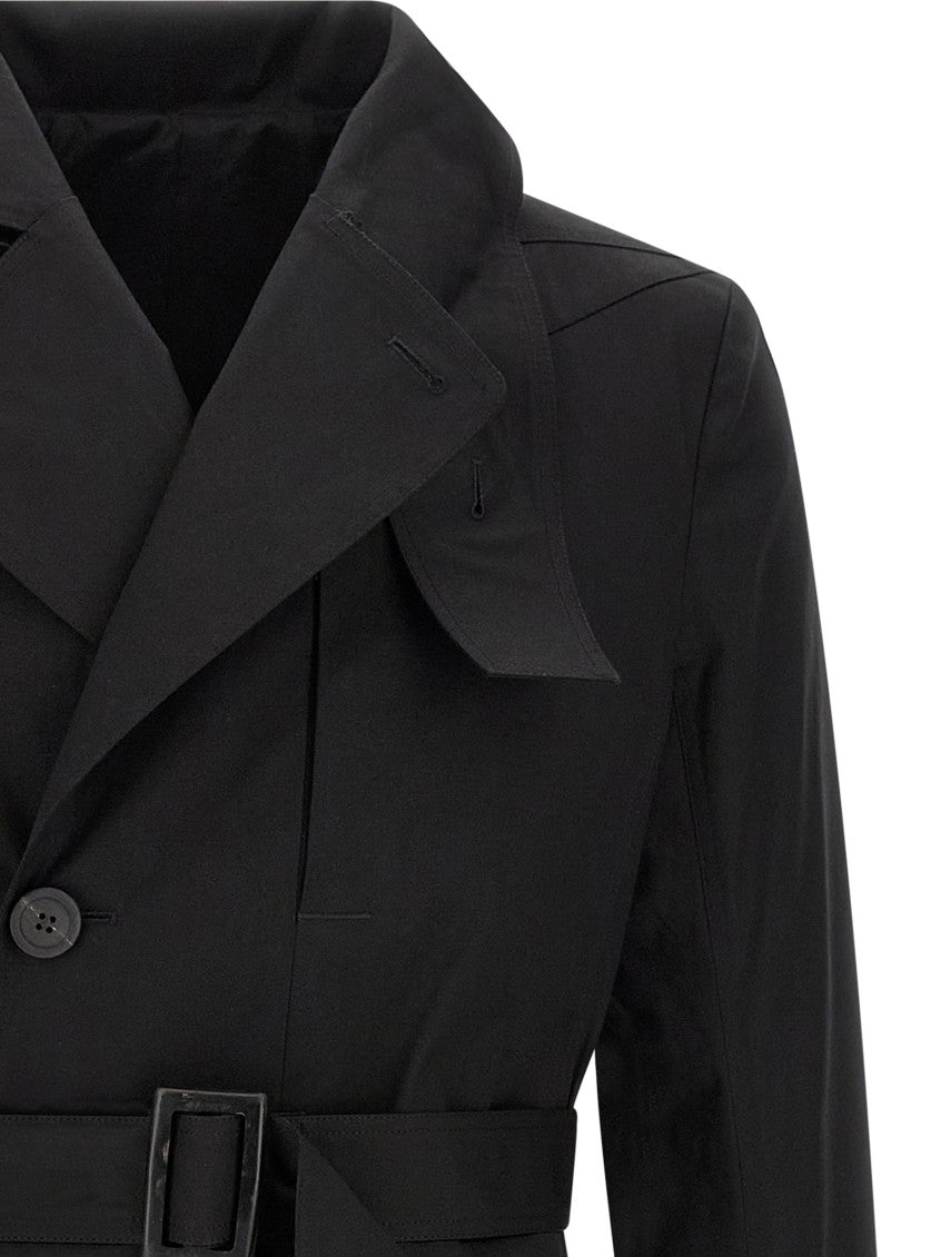 Black Notched Lapel Trench Coat 3