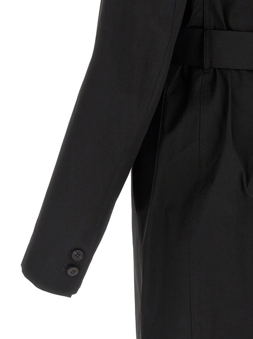 Black Notched Lapel Trench Coat 4