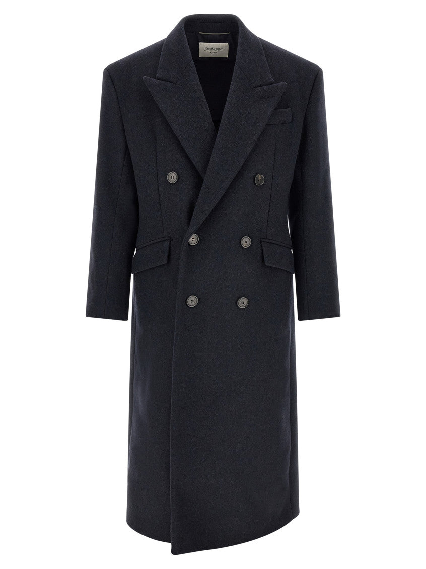 Dark Blue Double-breasted Coat 1