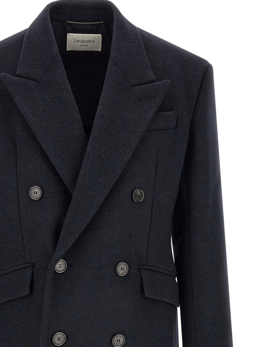 Dark Blue Double-breasted Coat 3