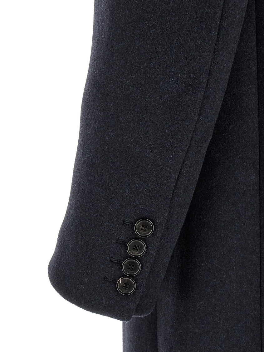 Dark Blue Double-breasted Coat 4