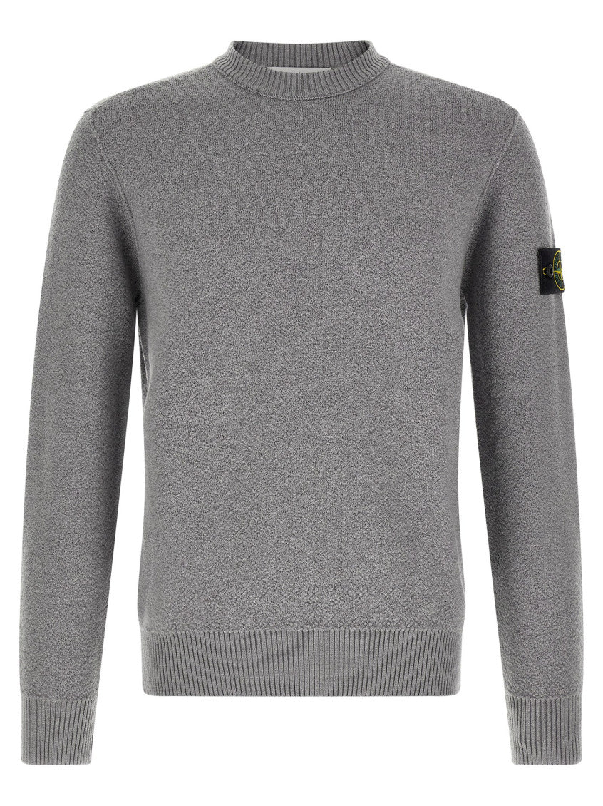 Grey Textured Crew Neck Sweater 1