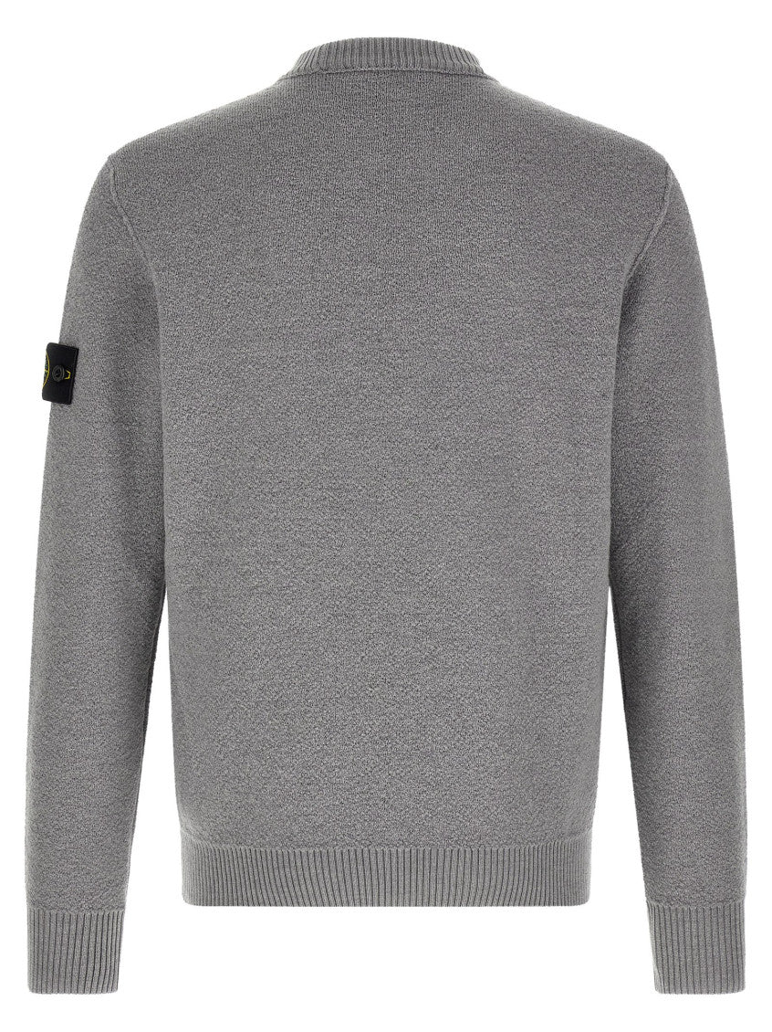 Grey Textured Crew Neck Sweater 2