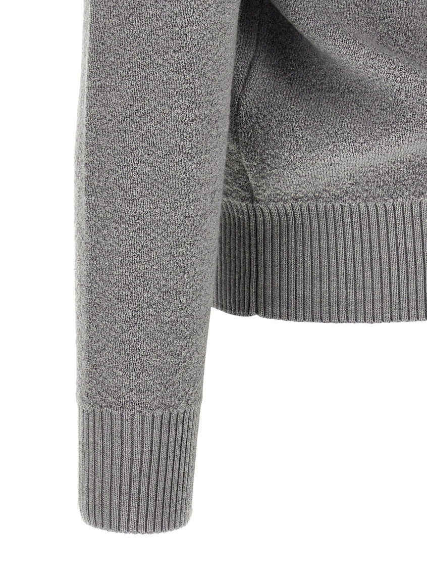 Grey Textured Crew Neck Sweater 4