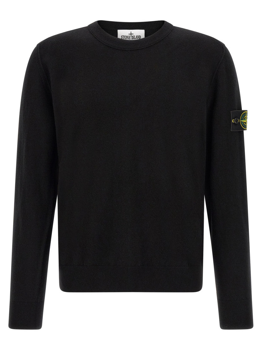 Black Solid Crew Neck Sweater 1