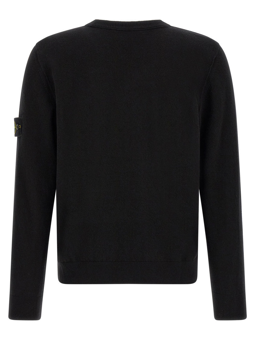 Black Solid Crew Neck Sweater 2