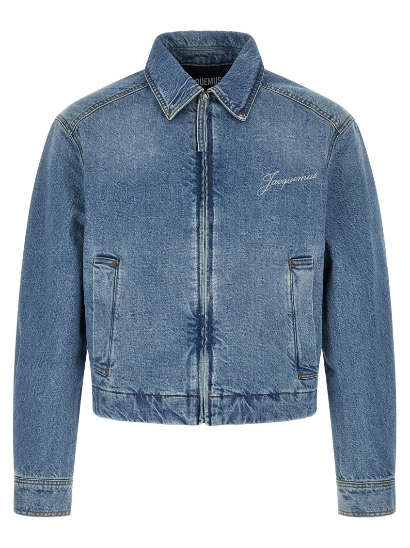 Blue Logo Shirt Collar Jacket 1