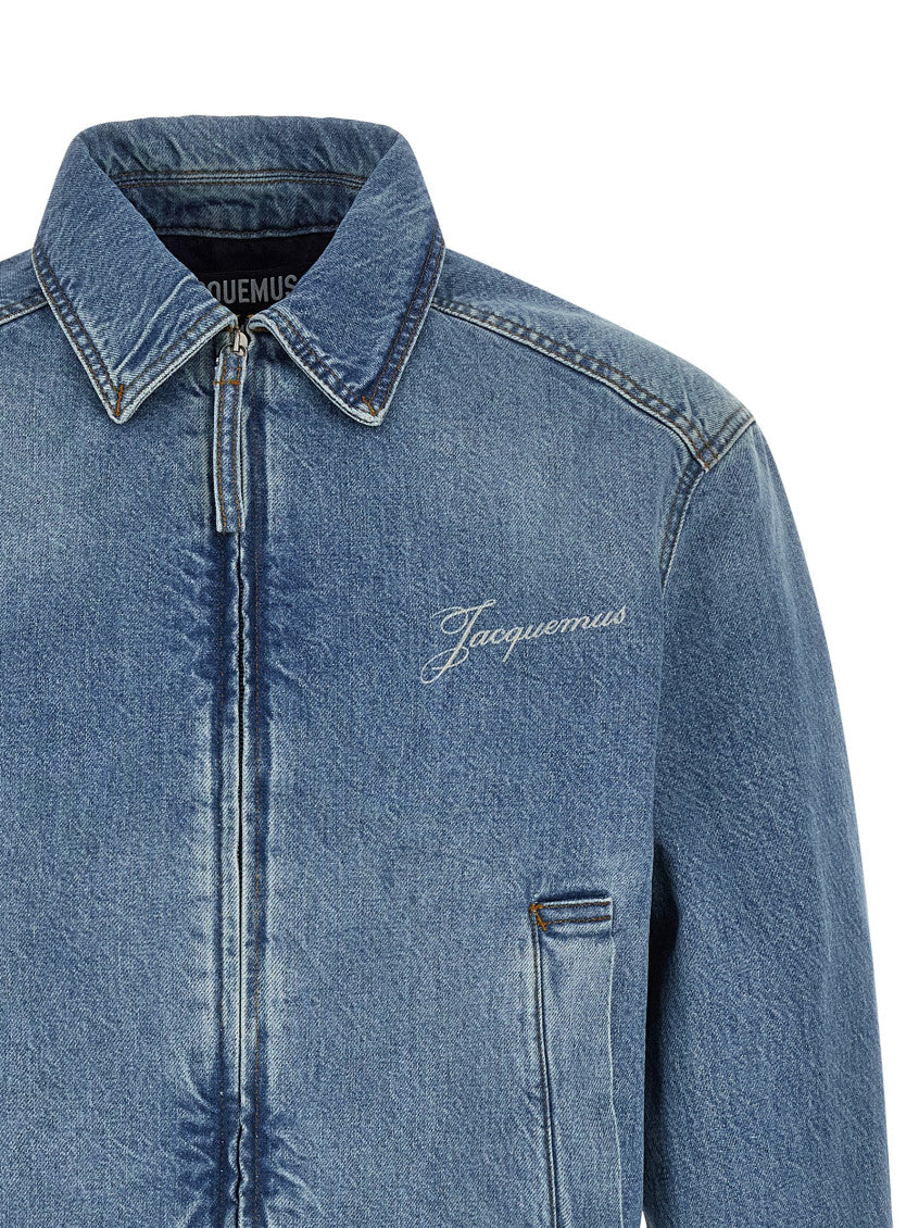 Blue Logo Shirt Collar Jacket 3