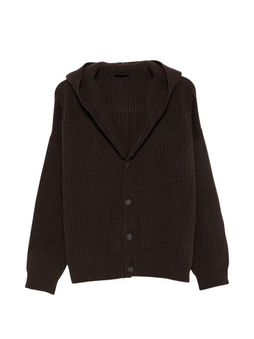 Brown Solid Shawl Neck Sweater 1