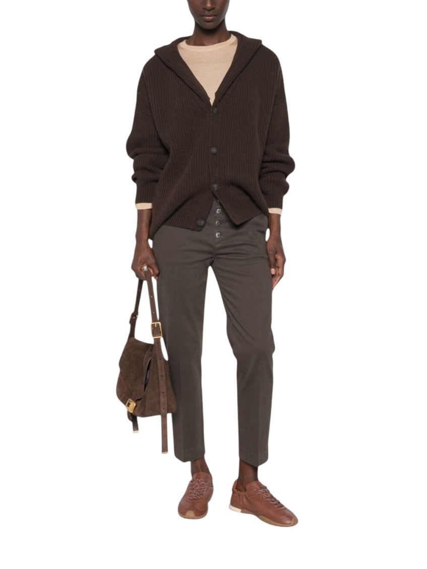 Brown Solid Shawl Neck Sweater 2