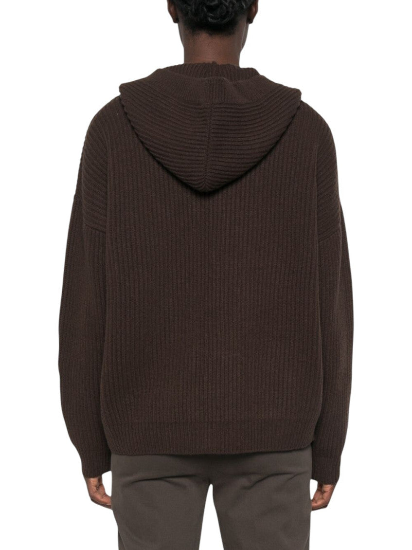 Brown Solid Shawl Neck Sweater 4