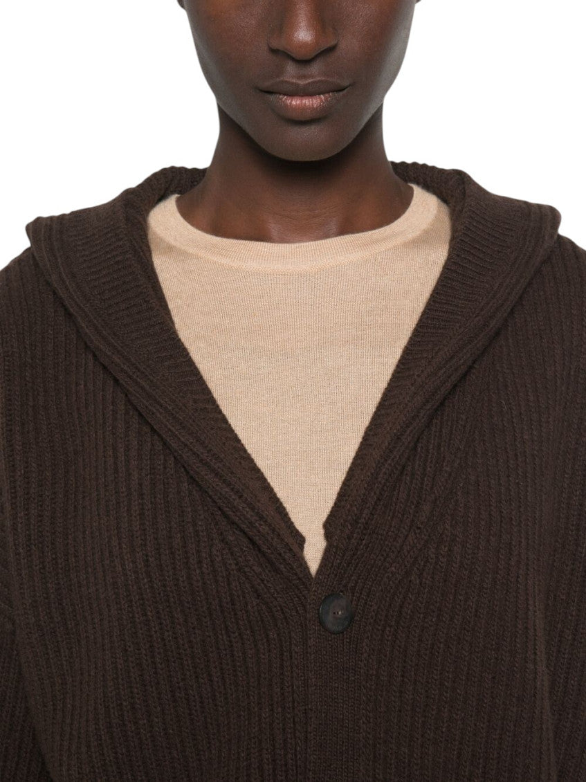 Brown Solid Shawl Neck Sweater 5